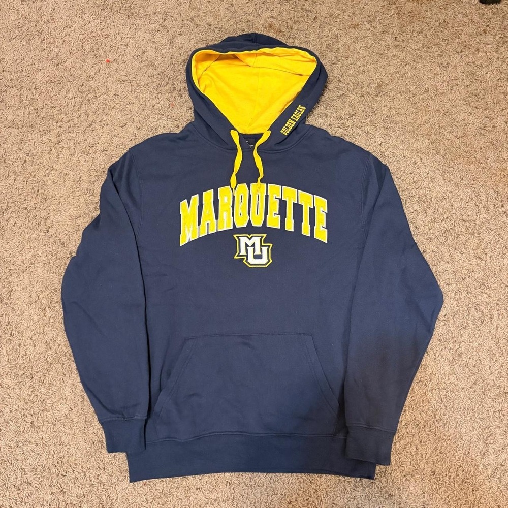 Marquette University Colosseum Hoodie Navy Blue Golden Eagles Mens Large